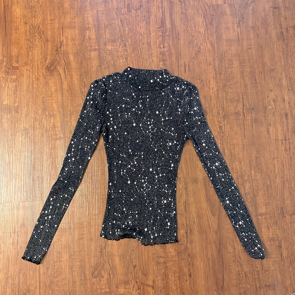 Black Sheer Mesh Star Top